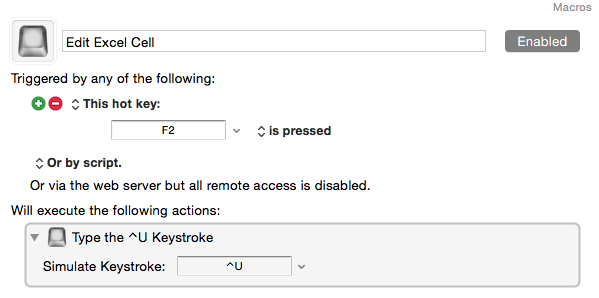 excel for mac keystrokes